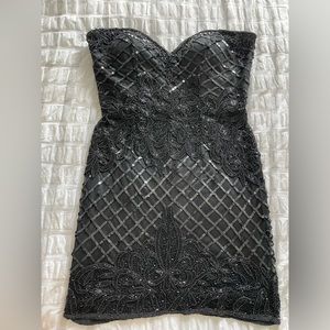 Primavera size 12 strapless black dress with black beading